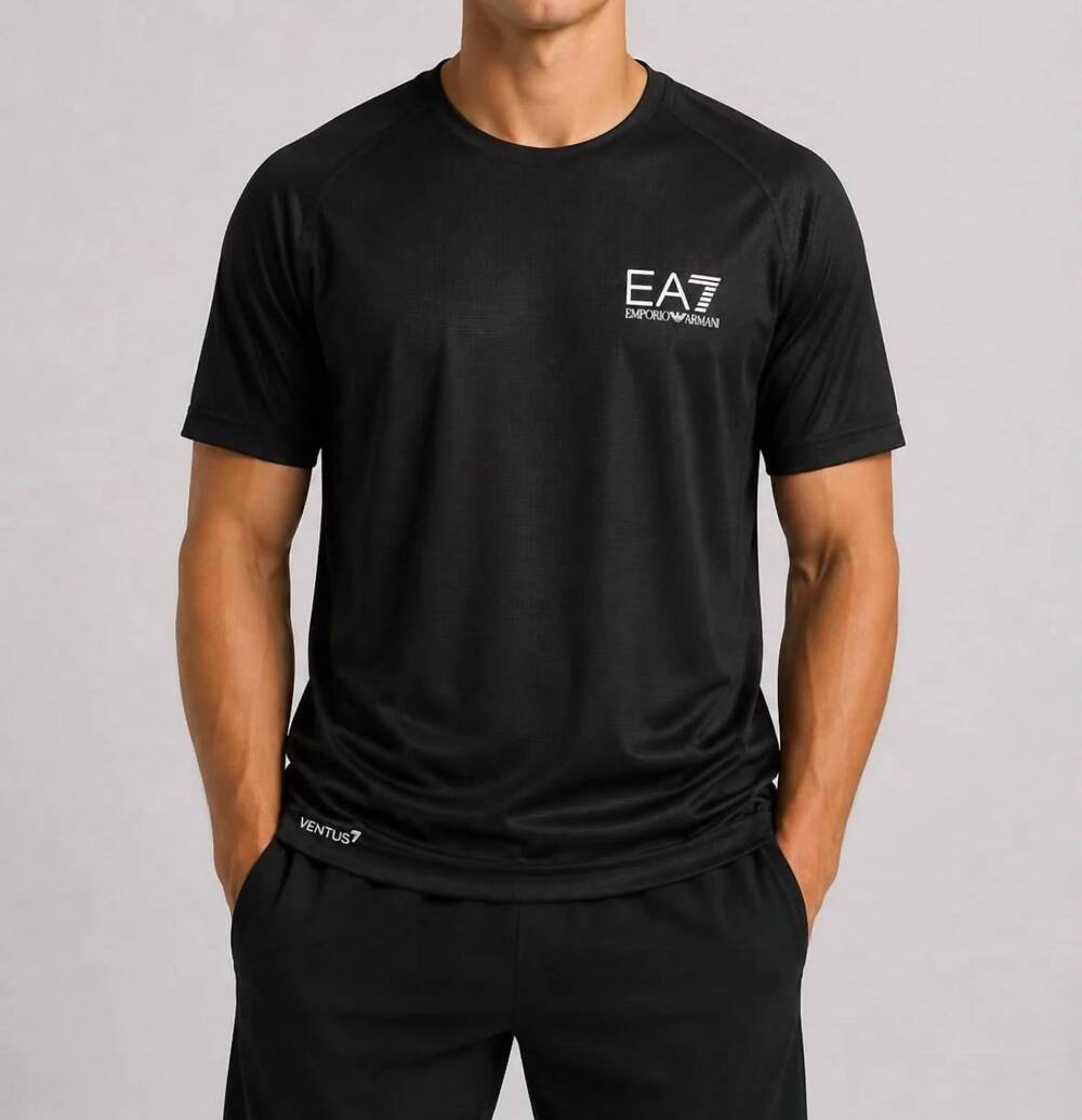 NEW EMPORIO ARMANI ea7 waffle t-shirt in black